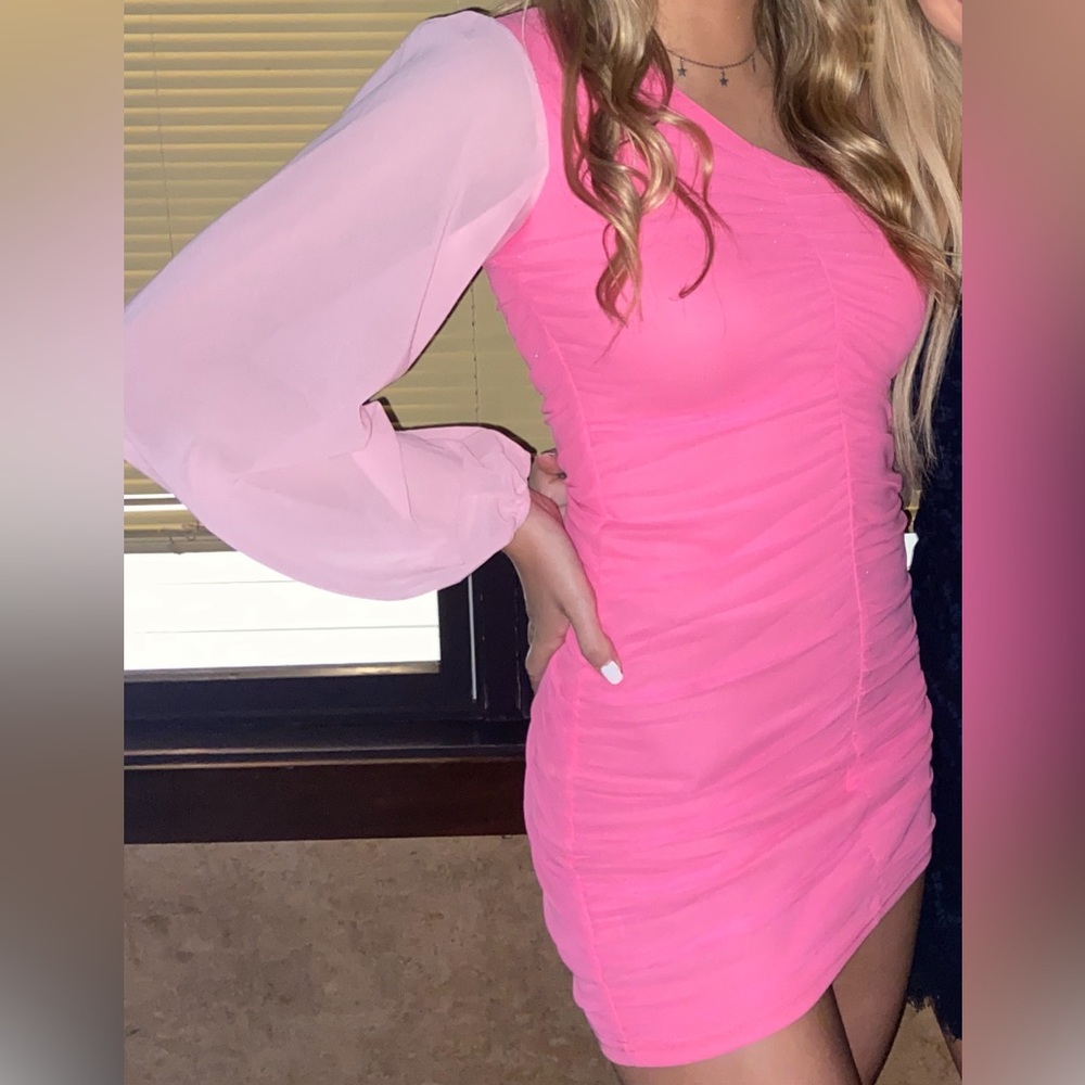 Pink body con dress